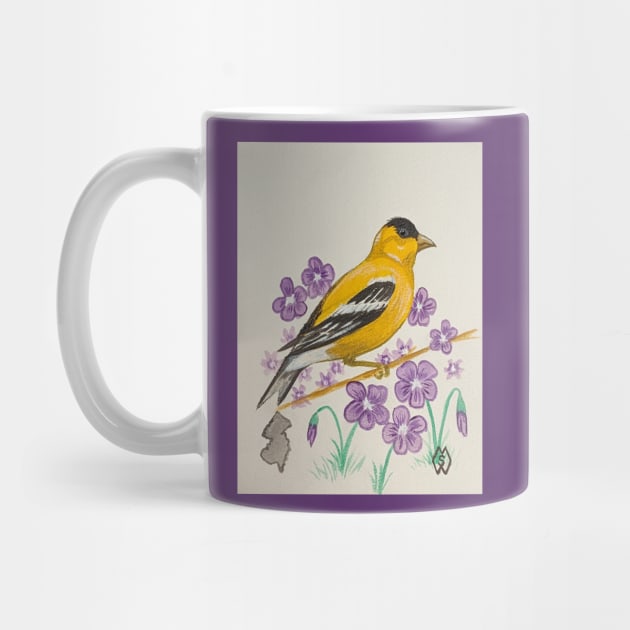 New Jersey state bird & flower, the goldfinch and violet by Matt Starr Fine Art